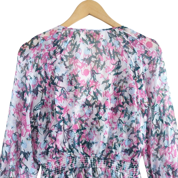 DIANE VON FURSTENBERG Kelby Floral Silk Mini Tiered Ruffle Pink Dress Size XS - Picture 6 of 17